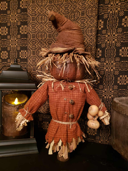 #PCDF44 Primitive Standing Scarecrow On Antique Spool MADE IN CANADA 🇨🇦