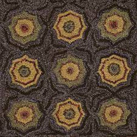 #HSD121875 Primitive "Lily Pad" Wool Hooked Rug