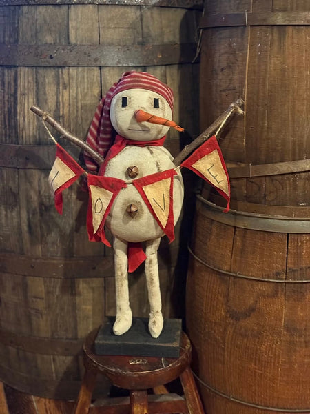 #LVSNW Primitive "LOVE SNOWMAN" By Dawn's Attic Treasures