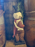 VLN-MR Primitive "MR VALENTINE" Snowman With Heart By Dawn's Attic Treasures