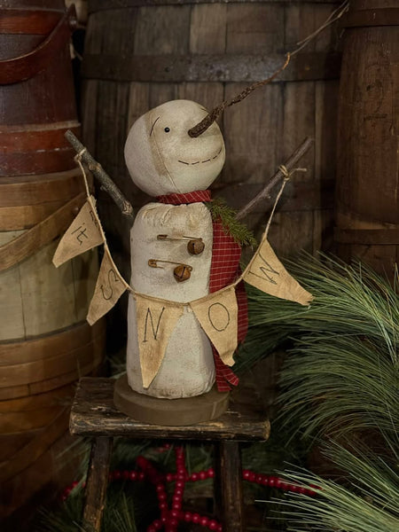 #ADN Primitive "AIDEN" Snowman By Dawn's Attic Treasures
