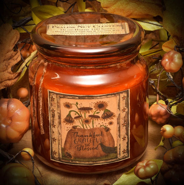 #HS18PNC Primitive Soy Blend "Praline Nut Clusters" APOTHECARY 18 Ounce Jar (Made In USA)