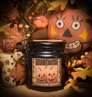 #HS18TTR Primitive Soy Blend "TRICK OR TREAT" 🎃 APOTHECARY 18oz. Jar Candle