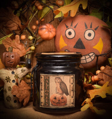 #HS18HLW Primitive Soy Wax "HALLOWEEN" APOTHECARY 18 Ounce Jar Candle (Made In USA)
