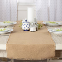 #9551 Burlap Natural Runner Fringed 13x48