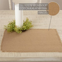 #30633 Burlap Natural Placemat Fringed 12x18In
