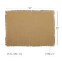 #30633 Burlap Natural Placemat Fringed 12x18In