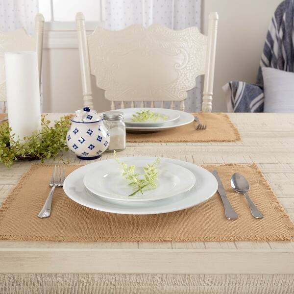 #30633 Burlap Natural Placemat Fringed 12x18In