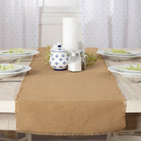 9552 Burlap Natural Runner Fringed 13x72In