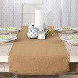 #9552 Burlap Natural Runner Fringed 13x72In