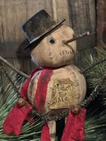 #DAWW6 Primitive Snowman ⛄️ "Mr. Mittens" Mittens For Sale (Handmade in USA)