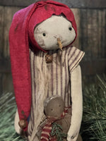 #DAWW22 Primitive Snowman ⛄️ "Sara" Holding Gingerbread Doll (Handmade in USA)
