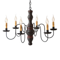 9103H12 GETTYSBURG HARTFORD BLACK W/RED STRIPE CHANDELIER