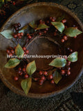#14252C-BR 12In Brown Berry Candle Ring w/ Green Leaves 🍃