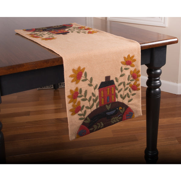TRWT0351  In The Country Table Runner With House and Flowers 💐