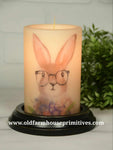 6VP-CBBF/AV  6In Curious Brown Bunny 🐰 w/ Floral -Candle Sleeve Antique Vanilla