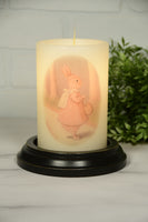 6VP-VBG/AV  6In Vintage Bunny Girl on Candle Sleeve Antique Vanilla