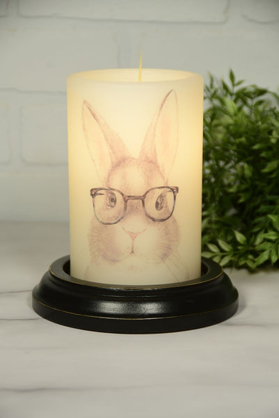 6VP-GBG/V  6In Gray Bunny Glasses -Candle Sleeve Vanilla