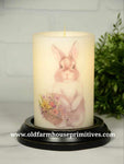 6VP-BBF/V  6In Bunny 🐰 Basket Flowers Candle Sleeve- Vanilla