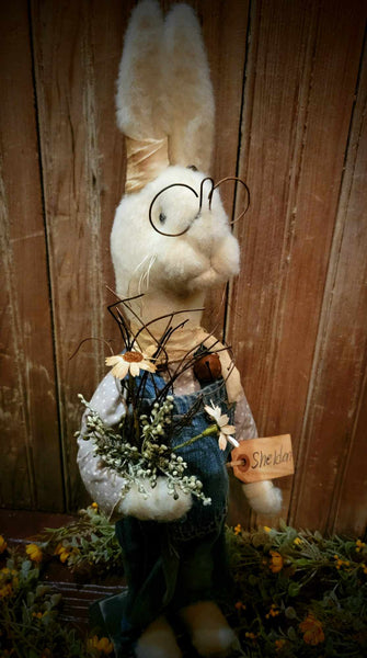 #RMS80  Sheldon Bunny 🐰Holding Flowers Wearing Bib Overalls