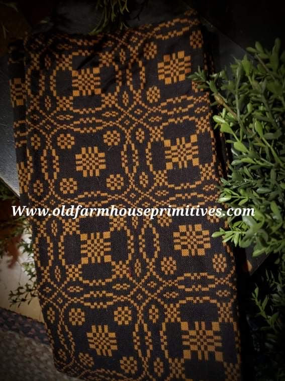 KT130011 Primitive Lover's Knot Black & Mustard Jacquard Towel – Old ...