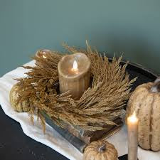 G228438  12In Dark Gold Wheat Candle Ring