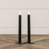 NY229028  7.25In 3D Flame Black Taper Candle-Set of 2