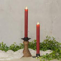 NY213001  9.5In 3D Flame Red Taper Candle-Set of 2