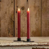 NY213001  9.5In 3D Flame Red Taper Candle-Set of 2