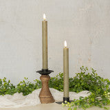 NY213005  9.5In 3D Flame Green Taper Candle-Set of 2