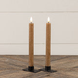 NY229023  9.5In 3D Flame Beige Taper Candle-Set of 2