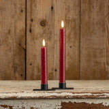 NY213002  7.25In 3D Flame Red Taper Candle Set of 2