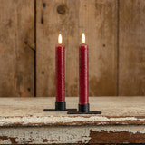 NY213002  7.25In 3D Flame Red Taper Candle Set of 2