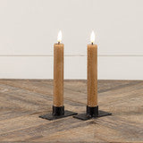 NY229024  7.25In 3D Flame Beige Taper Candle-Set of 2