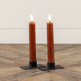 NY229020  7.25In 3D Flame Bronze Taper Candle-Set of 2