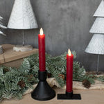 NY213010 6.75In Moving Flame Red Taper Candle-Set of 2