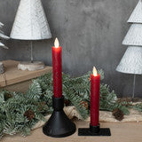 NY213010 6.75In Moving Flame Red Taper Candle-Set of 2