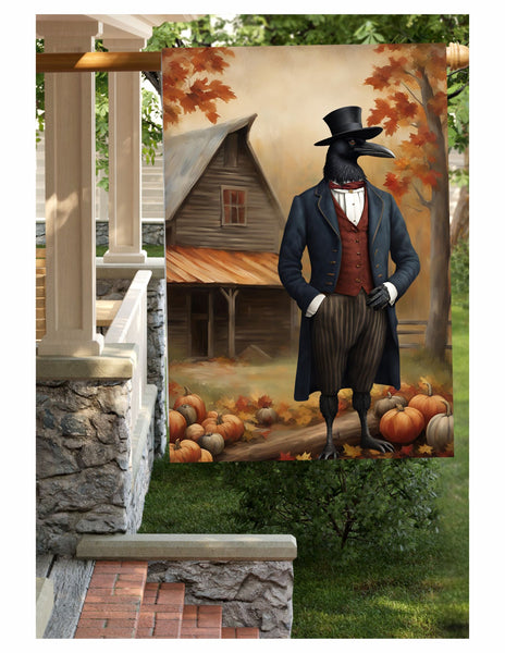 #LF-2536 "Whimsical Crow Man" Large Yard/House Flag