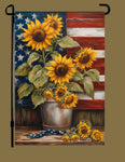 #GF-2522 "Patriotic Tin With Sunflowers" Garden Flag