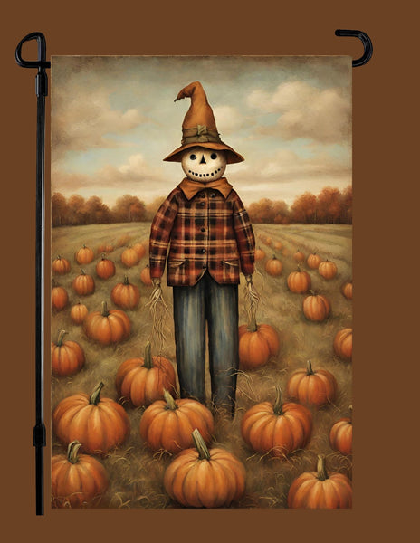 #GF-2539 "Whimsical Witch Hat Scarecrow" Garden Flag