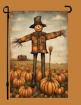 #GF-2540 "Plaid Coat Scarecrow With Broom" Garden Flag