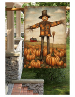 #LF-2540 "Plaid Coat Scarecrow With Broom" Large Yard/House Flag