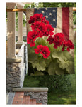 #LF-2526 "Geraniums & American Flag" Large Yard/House Flag