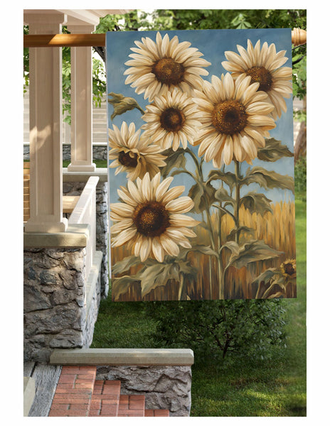 #LF-2527 "White Sunflowers" Large Yard/House Flag