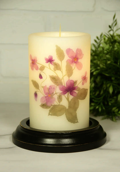 6VP-WVB/V  6 Inch "Watercolor Violet Bouquet" Vanilla Wax Candle Sleeve