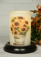 6VP-RBS/V  Primitive Rusty Bucket Sunflower🌻 Vanilla Wax Candle Sleeve (Made In USA)