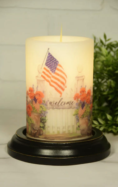 #CRS-GG/V Americana Welcome Garden Gate Wax Candle Sleeve