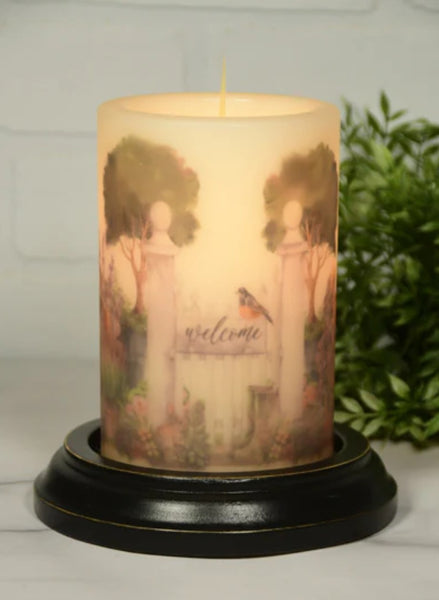 #CRDS-GG/SF-V  Primitive Garden Gate Summer Flowers Vanilla Wax Candle Sleeve