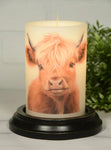 #CRD-HCW Primitive Highland Cow "Beau" Vanilla Candle Sleeve