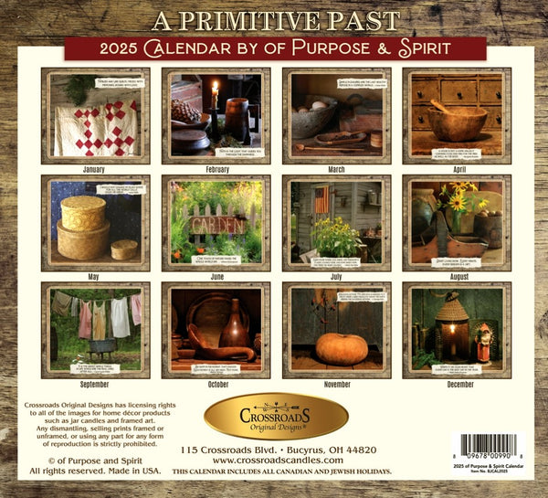 WCP25 "A Primitive Past" 2025 Wall Calendar Old Farmhouse Primitives